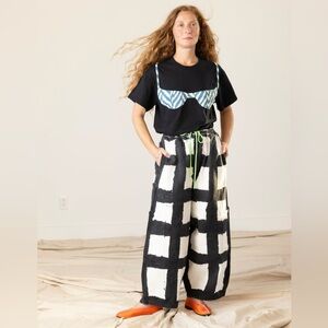 Nikki Chasin MEALS black and white checker chefs pants